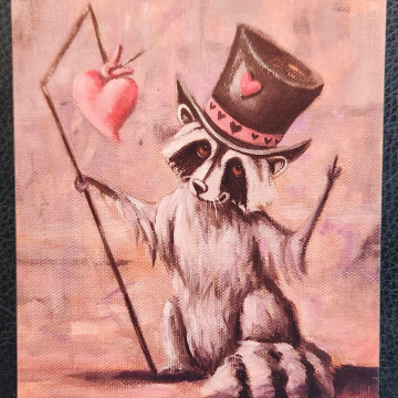 Love Hobo RACCOON ~Steampunk with hearts Flipping the Bird