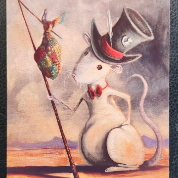 Steampunk Rat~Hobo sack~ Top Hat~ Cat Silver Pin