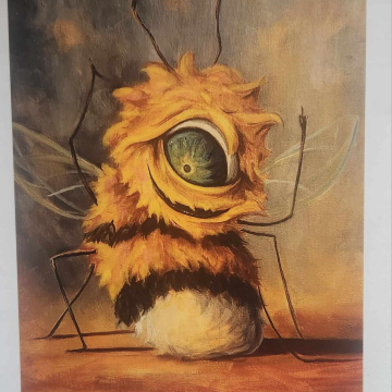 Happy EYE BEE surreal whimsical Flipping the Bird