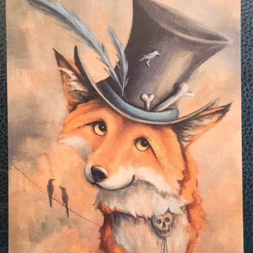 Steampunk FOX~Skull Bolo~Crow birds~Top Hat and feathers