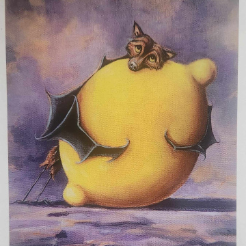 Lemon Lover BAT Fruit..Whimsical Art